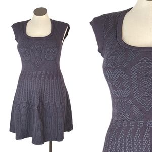 Rebecca Taylor Large Navy Blue A-Line Fit Flare Dress